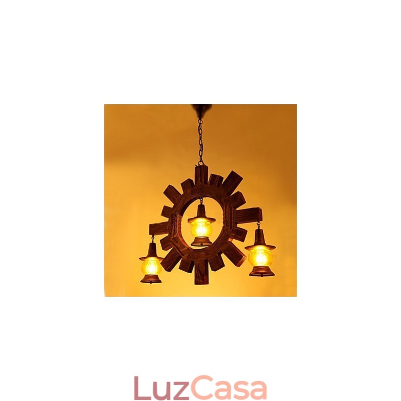 Lustre de madeira antigo American Country Living Lamp Lamp