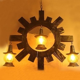 Lustre de madeira antigo American Country Living Lamp Lamp