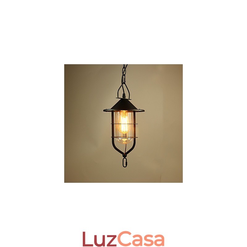 Luminária pendente de metal com pintura country vintage para garagem