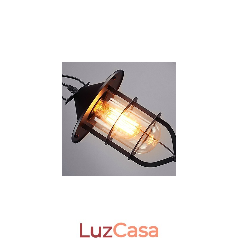 Luminária pendente de metal com pintura country vintage para garagem