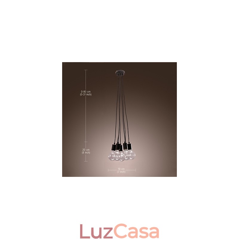 Casa moderna 7 cabeça Edison lâmpada luz loft bola de vidro pingente luz