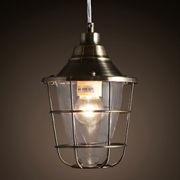 Luminária pendente de metal galvanizado estilo retrô mini
