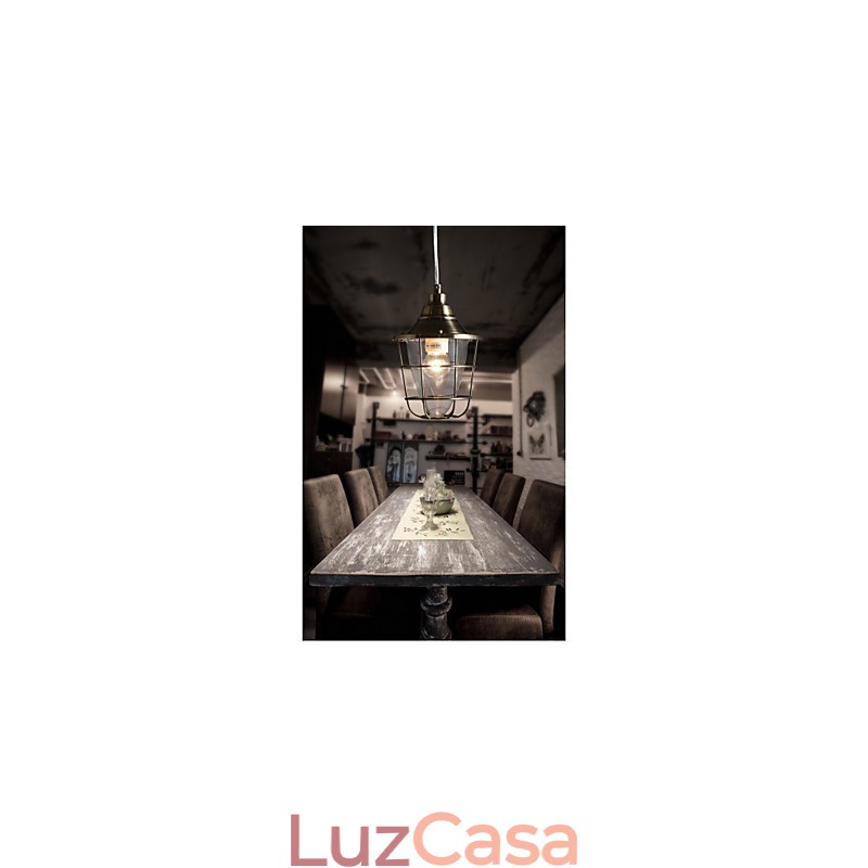 Luminária pendente de metal galvanizado estilo retrô mini