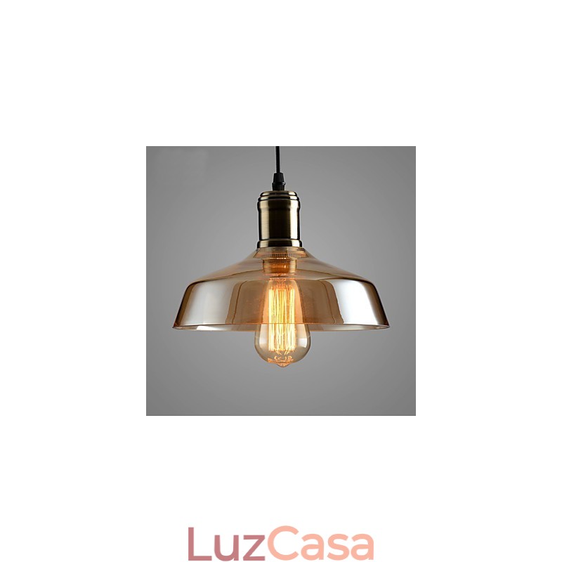 Luminária pendente de vidro com iluminação retrô