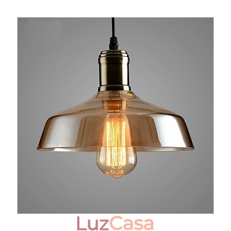 Luminária pendente de vidro com iluminação retrô