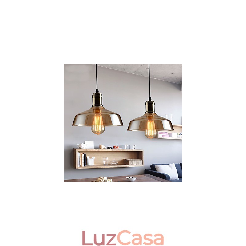 Luminária pendente de vidro com iluminação retrô