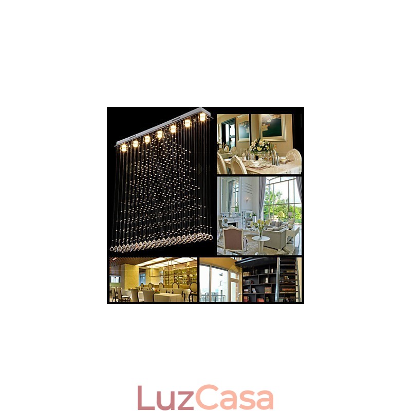 Luminária pendente de cristal K9, lustre de fio suspenso, iluminação de teto, luz para café interno
