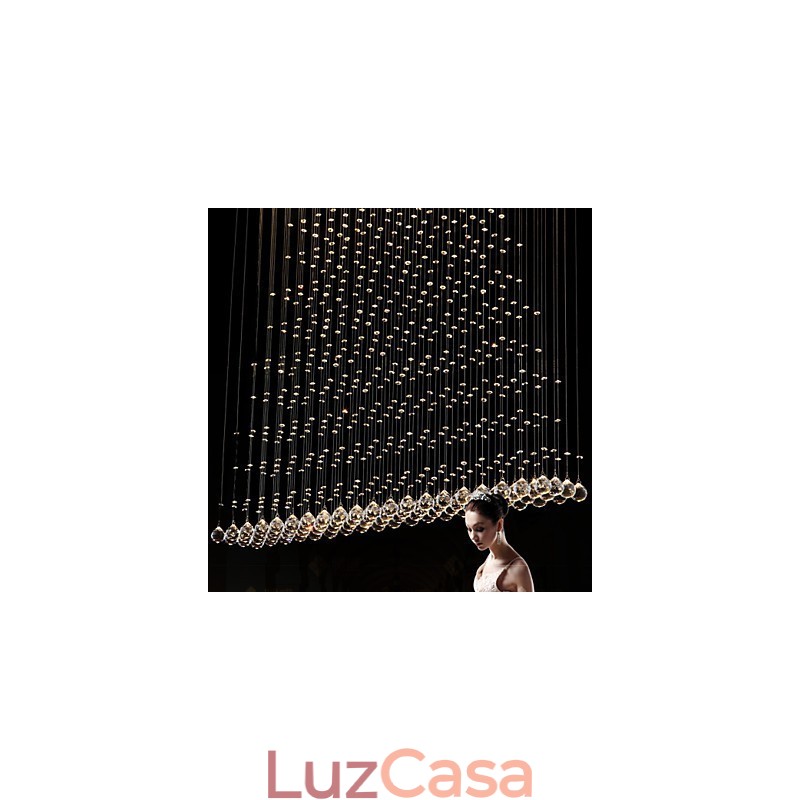 Luminária pendente de cristal K9, lustre de fio suspenso, iluminação de teto, luz para café interno