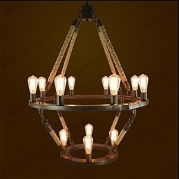 American Industrial Windge Hemp 12 Lâmpada Retro Europeia