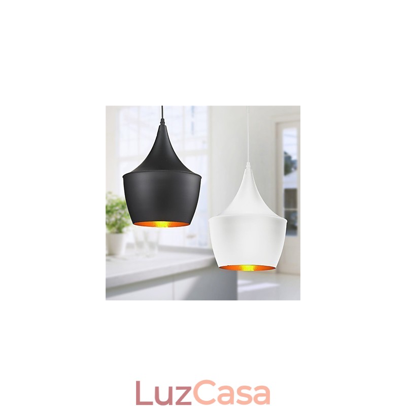 Luminária pendente retrô vintage Tom Dixon design preto branco tipo café luminárias pendentes