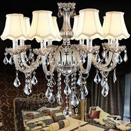 Lustre de cristal transparente K9 para velas de Natal com 8 luzes