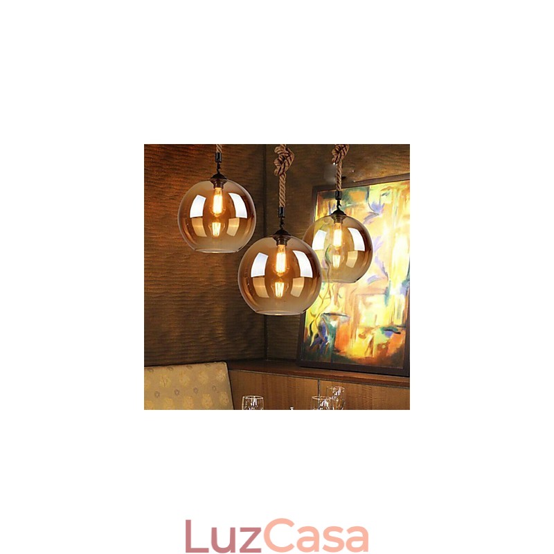 Loft American Rope Retro Lighting Luzes Pendentes De Vidro