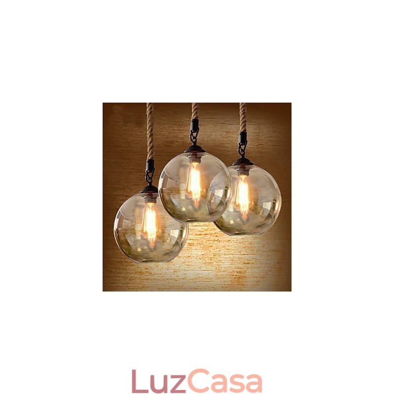 Loft American Rope Retro Lighting Luzes Pendentes De Vidro