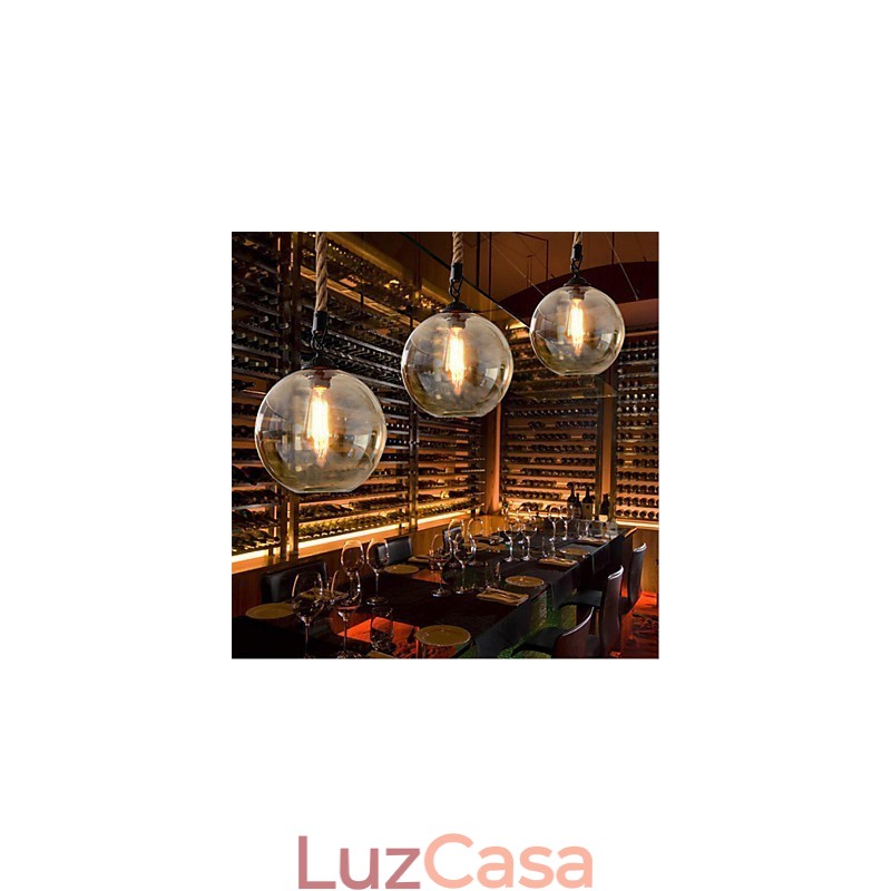Loft American Rope Retro Lighting Luzes Pendentes De Vidro