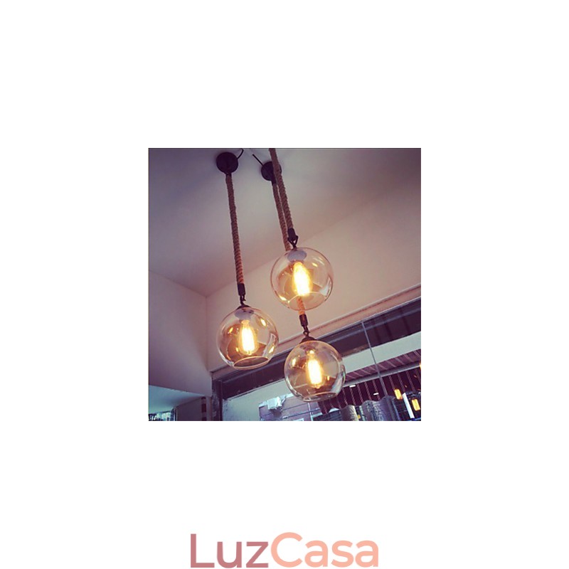 Loft American Rope Retro Lighting Luzes Pendentes De Vidro