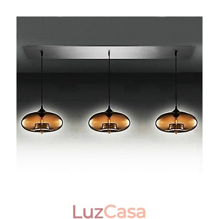 Luminária pendente de vidro moderna com 3 luzes em design de bolha marrom