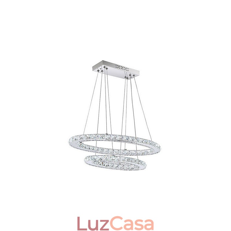 Luminária pendente de cristal moderna com anel duplo oval para