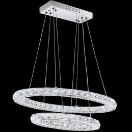 Luminária pendente de cristal moderna com anel duplo oval para