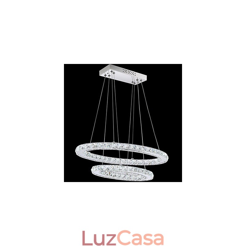 Luminária pendente de cristal moderna com anel duplo oval para