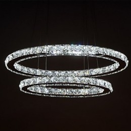 Luminária pendente de cristal moderna com anel duplo oval para