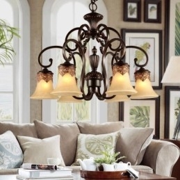 Lustre Pendente 6 Luzes Vintage Country Island Metal+Vidro