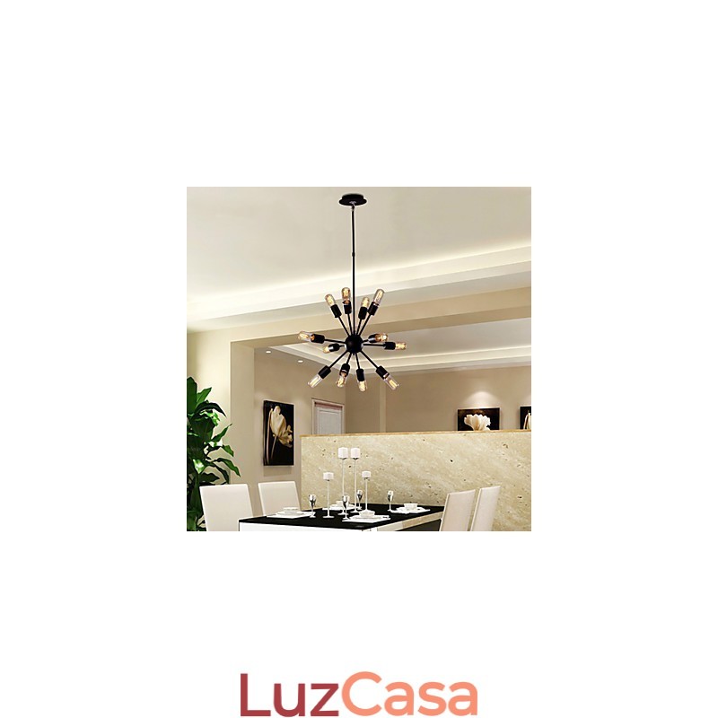 Lustre de ferro de vanguarda com 12 luzes