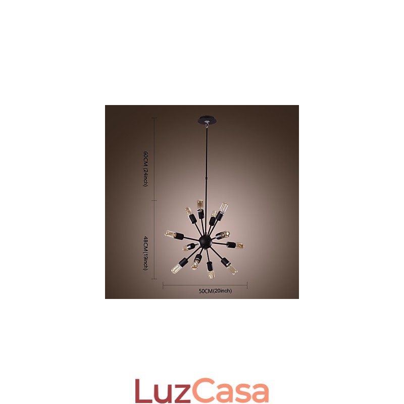 Lustre de ferro de vanguarda com 12 luzes