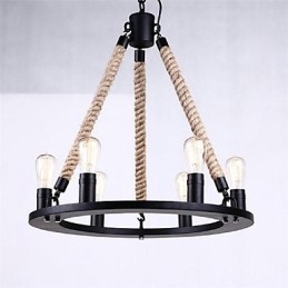 Luminária pendente 6 luzes estilo country ferro forjado