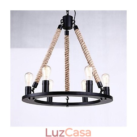 Luminária pendente 6 luzes estilo country ferro forjado Luminária pendente 6 luzes estilo country ferro forjado