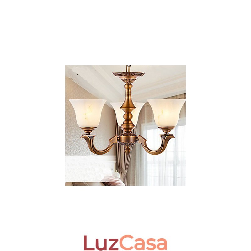 Lustre estilo europeu Luminária de cobre completo Luminárias de mármore