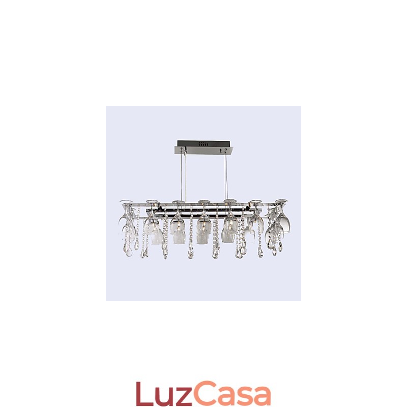 Luminária pendente moderna contemporânea tradicional clássica de cristal cromado em metal
