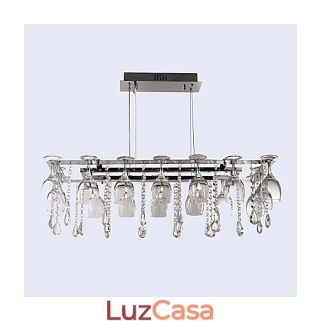 Luminária pendente moderna contemporânea tradicional clássica de cristal cromado em metal Luminária pendente moderna contemporânea tradicional clássica de cristal cromado em metal