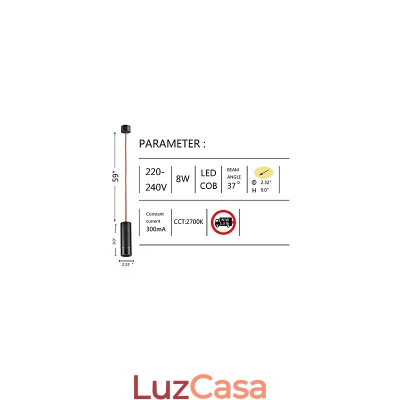 1 Mini Luminária Pendente Preto Anodizado com Alumínio