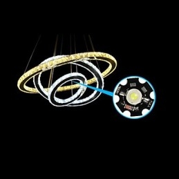 Luminárias de lustre pendente circular regulável com cristal K9 branco quente e frio com controle remoto