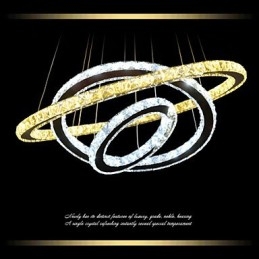 Luminárias de lustre pendente circular regulável com cristal K9 branco quente e frio com controle remoto