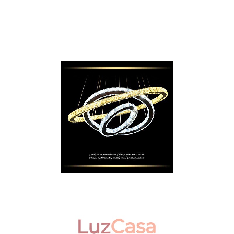 Luminárias de lustre pendente circular regulável com cristal K9 branco quente e frio com controle remoto