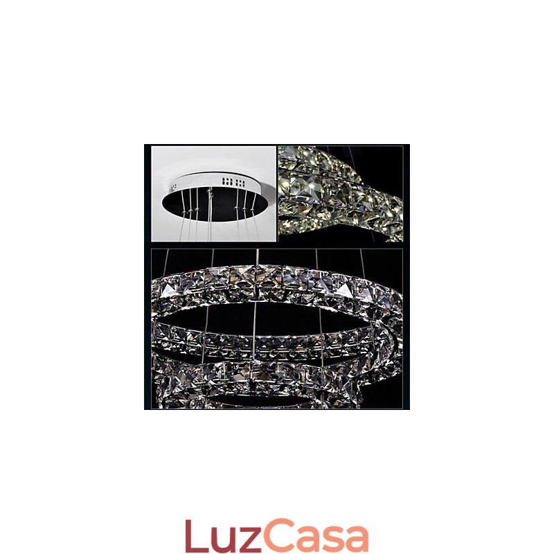 Luminária pendente de cristal moderna, única, D40CM, três lados, K9, cristal, luzes de teto internas, luminárias