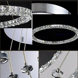 Luminária pendente de cristal moderna, única, D40CM, três lados, K9, cristal, luzes de teto internas, luminárias