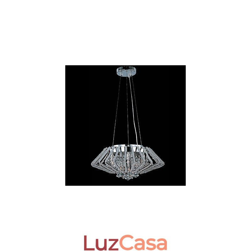 Luminária pendente de cristal em aço inoxidável em formato de diamante com 9 luzes
