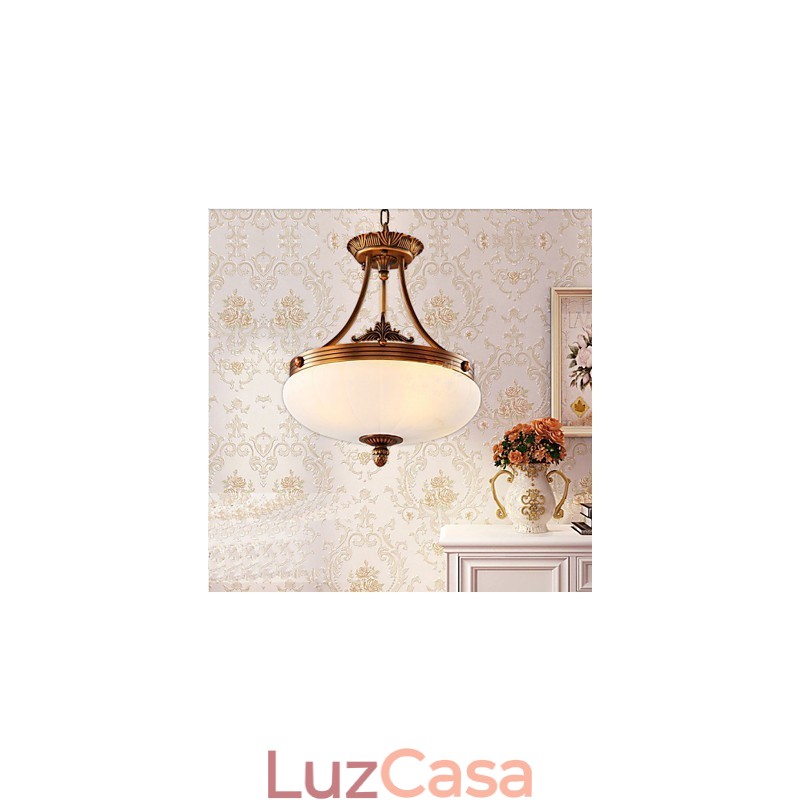 Luminária de mármore europeia Lustre de cobre Luzes