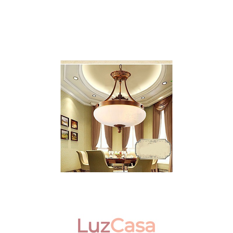 Luminária de mármore europeia Lustre de cobre Luzes