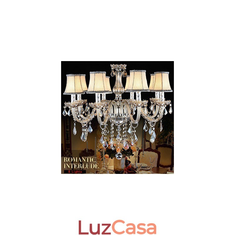 Grande lustre de cristal 8 braços luxo cristal luz lustre moda cristal luz