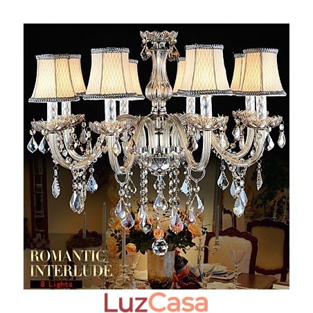 Grande lustre de cristal 8 braços luxo cristal luz lustre moda cristal luz Grande lustre de cristal 8 braços luxo cristal luz lustre moda cristal luz
