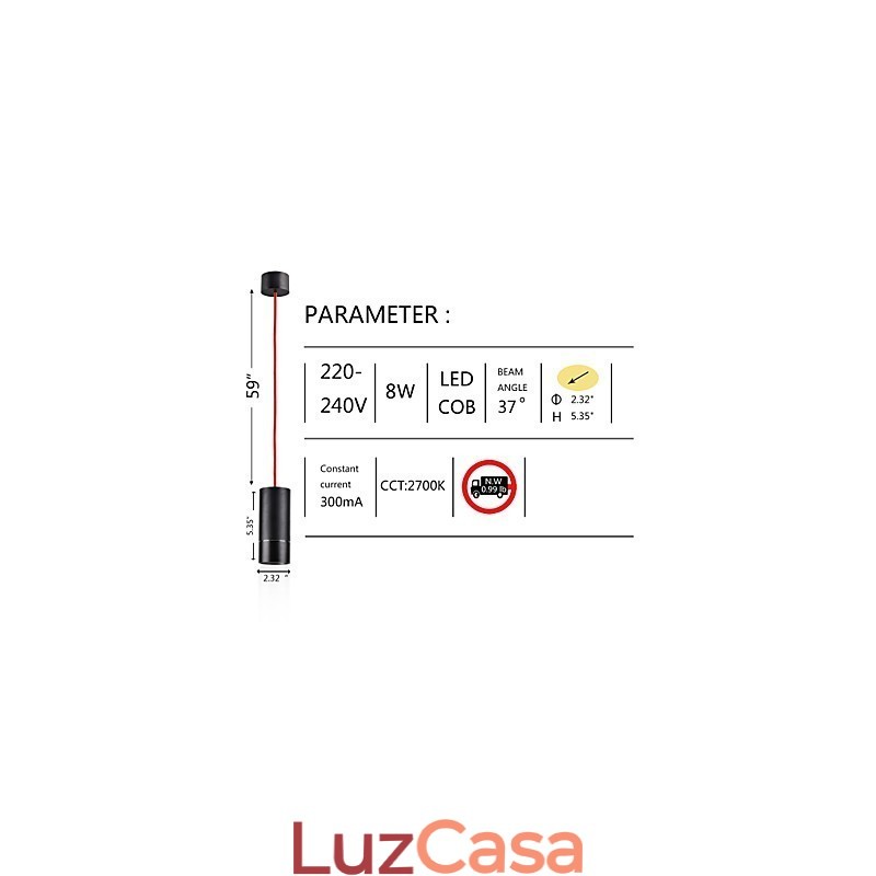 1 Mini Luminária Pendente Preto Anodizado com Alumínio