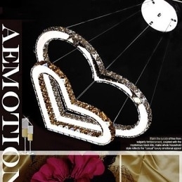 Luminária pendente Lustre de iluminação transparente OU âmbar K9 Cristal Duplo Coração em forma de Lâmpadas de teto Luzes