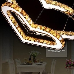 Luminária pendente Lustre de iluminação transparente OU âmbar K9 Cristal Duplo Coração em forma de Lâmpadas de teto Luzes