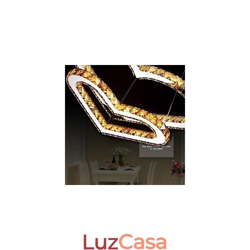 Luminária pendente Lustre de iluminação transparente OU âmbar K9 Cristal Duplo Coração em forma de Lâmpadas de teto Luzes