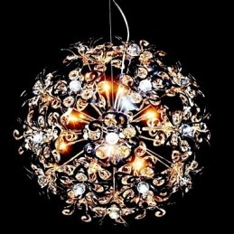 Luminária pendente moderna contemporânea em cristal cromado