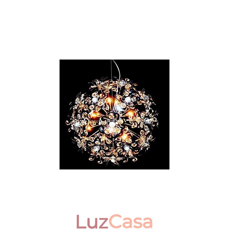 Luminária pendente moderna contemporânea em cristal cromado
