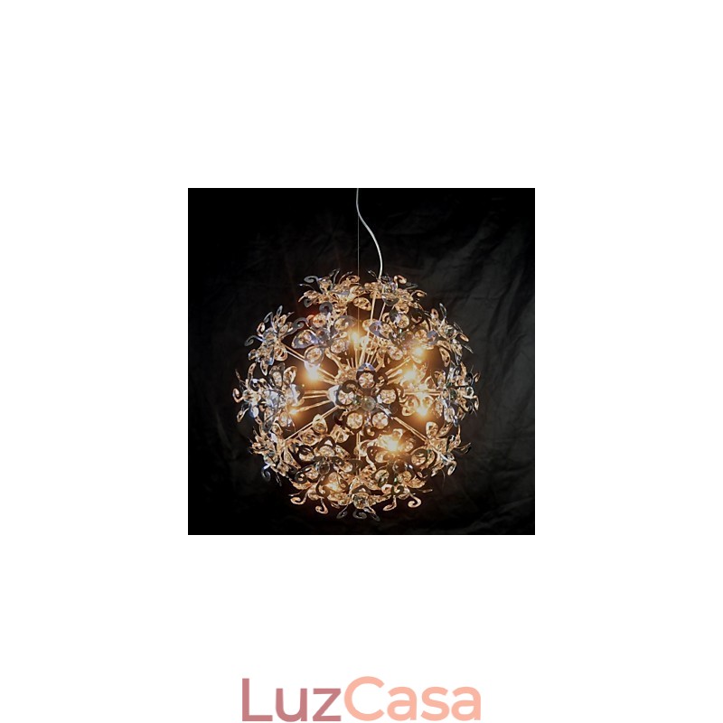Luminária pendente moderna contemporânea em cristal cromado